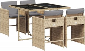 vidaXL 5-cz. zestaw mebli ogrodowych z poduszkami, mieszany beż 2