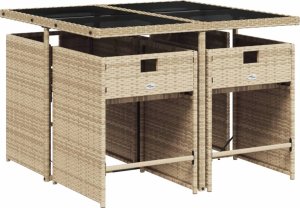 vidaXL 5-cz. zestaw mebli ogrodowych z poduszkami, mieszany beż 3