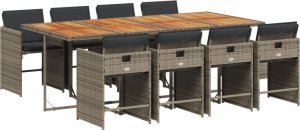 vidaXL 9-cz. zestaw mebli ogrodowych z poduszkami, szary, rattan PE 2