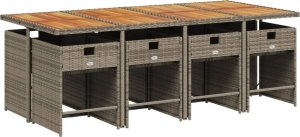 vidaXL 9-cz. zestaw mebli ogrodowych z poduszkami, szary, rattan PE 3