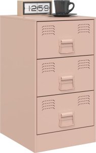 vidaXL Szafka nocna, różowa, 34,5x39x62 cm, stal 4