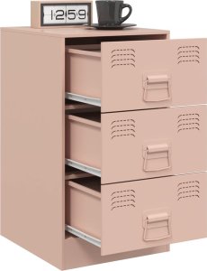 vidaXL Szafka nocna, różowa, 34,5x39x62 cm, stal 5