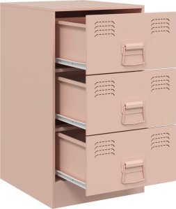 vidaXL Szafka nocna, różowa, 34,5x39x62 cm, stal 8