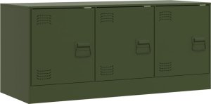 vidaXL Szafka pod telewizor, oliwkowa, 99x39x44 cm, stalowa 2
