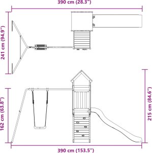 vidaXL Plac zabaw do ogrodu, lite drewno sosnowe 12