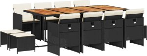 vidaXL 13-cz. zestaw mebli do ogrodu, poduszki, czarny, rattan PE 2
