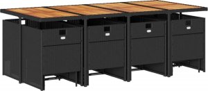 vidaXL 13-cz. zestaw mebli do ogrodu, poduszki, czarny, rattan PE 3