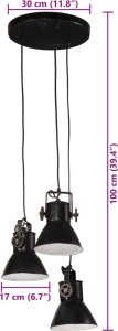Lampa wisząca vidaXL Lampa wisząca, 25 W, czarna, 30x30x100 cm, 17 cm, E27 9