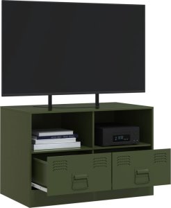 vidaXL Szafka pod telewizor, oliwkowa, 67x39x44 cm, stalowa 5