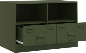 vidaXL Szafka pod telewizor, oliwkowa, 67x39x44 cm, stalowa 7