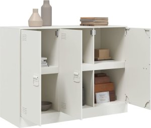 vidaXL Szafka, biała, 99x39x73 cm, stal 5