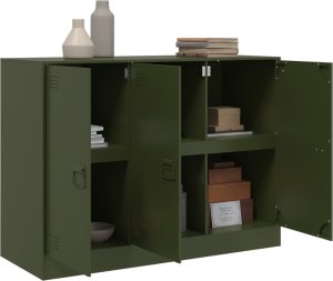 vidaXL Szafka, oliwkowa, 99x39x73 cm, stal 5