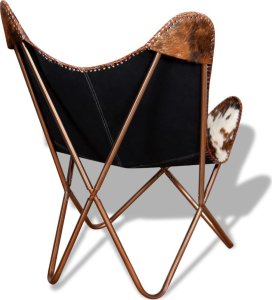 vidaXL Krzesło motyl, brązowo-białe, prawdziwa skóra bydlęca 7