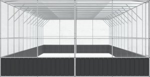 vidaXL Woliera z przedłużeniem, srebrna, 1246x414x212 cm, stal 4