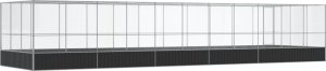 vidaXL Woliera z przedłużeniem, srebrna, 1139x307x212 cm, stal 5