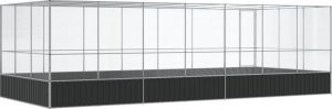 vidaXL Woliera z przedłużeniem, srebrna, 725x307x212 cm, stal 5