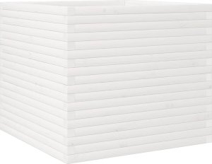 vidaXL Donica ogrodowa, biała, 80x80x68,5 cm, lite drewno sosnowe 7