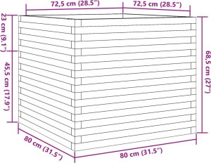vidaXL Donica ogrodowa, biała, 80x80x68,5 cm, lite drewno sosnowe 10