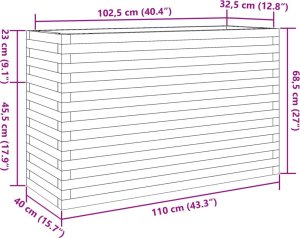 vidaXL Donica ogrodowa, woskowy brąz, 110x40x68,5 cm, drewno sosnowe 10