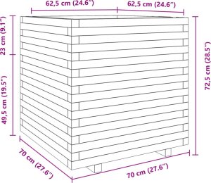 vidaXL Donica ogrodowa, 70x70x72,5 cm, lite drewno daglezjowe 10