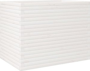 vidaXL Donica ogrodowa, biała, 90x60x68,5 cm, lite drewno sosnowe 2
