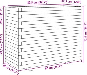 Skrzynia ogrodowa vidaXL Donica ogrodowa, woskowy brąz, 90x40x72,5 cm, drewno sosnowe 10