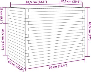 vidaXL Donica ogrodowa, 90x60x68,5 cm, lite drewno sosnowe 10