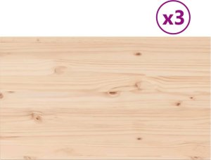 vidaXL Blaty do stołu, 3 szt., 80x47x1,7 cm, prostokątne, sosnowe 2