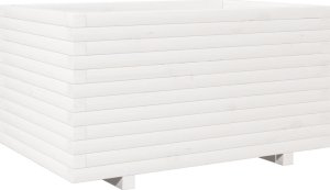 vidaXL Donica ogrodowa, biała, 90x60x49,5 cm, lite drewno sosnowe 2