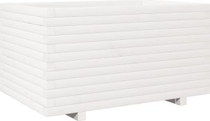 vidaXL Donica ogrodowa, biała, 90x60x49,5 cm, lite drewno sosnowe 7