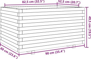 vidaXL Donica ogrodowa, biała, 90x60x49,5 cm, lite drewno sosnowe 10