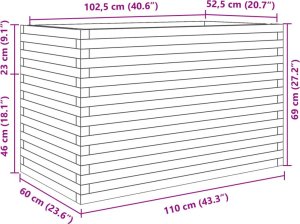 vidaXL Donica ogrodowa, woskowy brąz, 110x60x68,5 cm, drewno sosnowe 10