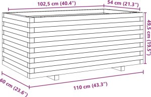 vidaXL Donica ogrodowa, woskowy brąz, 110x60x49,5 cm, drewno sosnowe 10