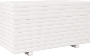 vidaXL Donica ogrodowa, biała, 90x40x49,5 cm, lite drewno sosnowe 2