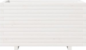 vidaXL Donica ogrodowa, biała, 90x40x49,5 cm, lite drewno sosnowe 5