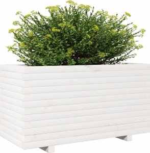 vidaXL Donica ogrodowa, biała, 90x40x49,5 cm, lite drewno sosnowe 7
