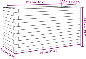 vidaXL Donica ogrodowa, biała, 90x40x49,5 cm, lite drewno sosnowe 10