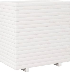 vidaXL Donica ogrodowa, biała, 70x40x72,5 cm, lite drewno sosnowe 2