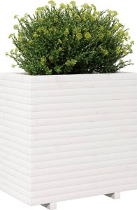 vidaXL Donica ogrodowa, biała, 70x40x72,5 cm, lite drewno sosnowe 4
