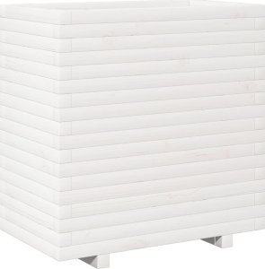 vidaXL Donica ogrodowa, biała, 70x40x72,5 cm, lite drewno sosnowe 7