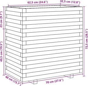 vidaXL Donica ogrodowa, biała, 70x40x72,5 cm, lite drewno sosnowe 10