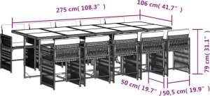 vidaXL 11-cz. zestaw mebli do ogrodu, z poduszkami, czarny rattan PE 6
