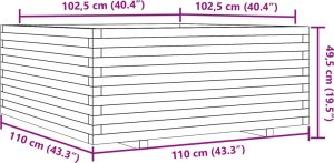 vidaXL Donica ogrodowa, 110x110x49,5 cm, lite drewno daglezjowe 10