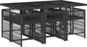 vidaXL 7-cz. zestaw mebli ogrodowych z poduszkami, czarny, polirattan 3