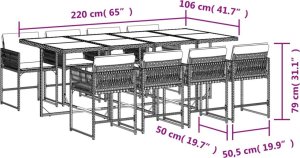vidaXL 9-cz. zestaw mebli ogrodowych z poduszkami, czarny, rattan PE 4