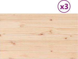 vidaXL Blaty do stolika, 3 szt., 80x47x2,5 cm, prostokątne, sosnowe 2