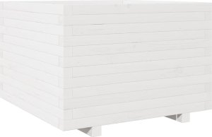 vidaXL Donica ogrodowa, biała, 70x70x49,5 cm, lite drewno sosnowe 7