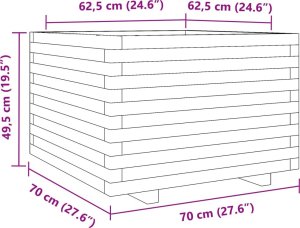 vidaXL Donica ogrodowa, biała, 70x70x49,5 cm, lite drewno sosnowe 10