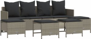 vidaXL 5-cz. zestaw mebli do ogrodu, poduszki, jasnoszary rattan PE 2