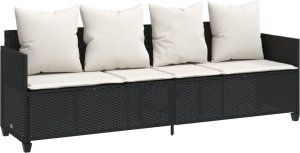 vidaXL 5-cz. zestaw wypoczynkowy do ogrodu, poduszki, czarny rattan PE 3